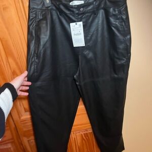 Zara Black Faux Leather Pants NWT XL